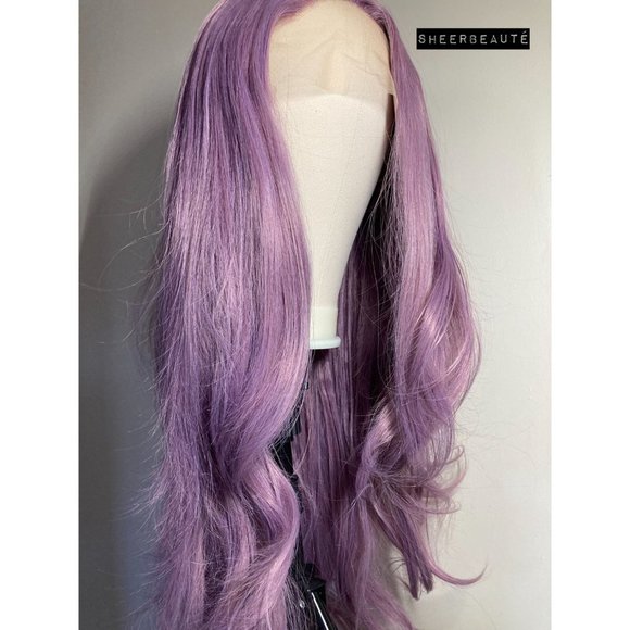 Long Purple Wavy Lace Front Wig - Picture 3 of 15